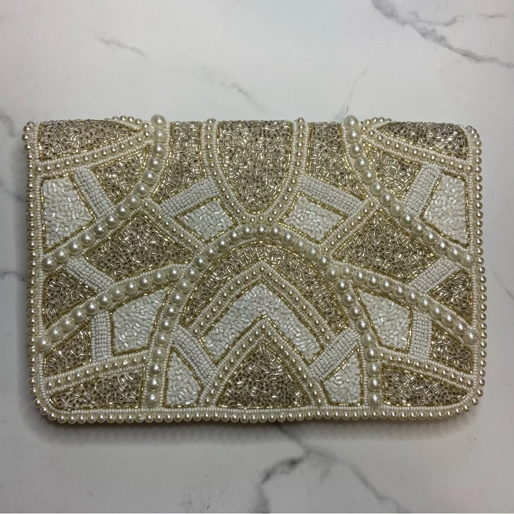 Lulus Piece of Love White Multi Beaded Clutch - Picture 6 of 11